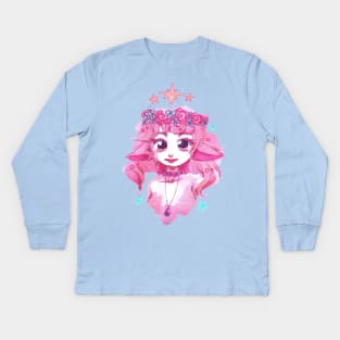 Pink Flower Crown Girl Kids Long Sleeve T-Shirt